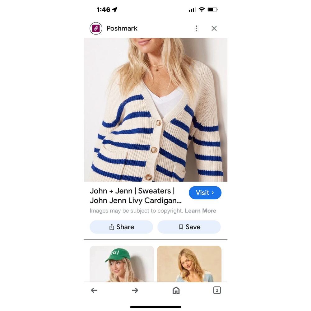 Evereve John + Jenn Women’s Livy Colorblock Cardigan Blue Chunky Knit Academia L - Picture 11 of 12